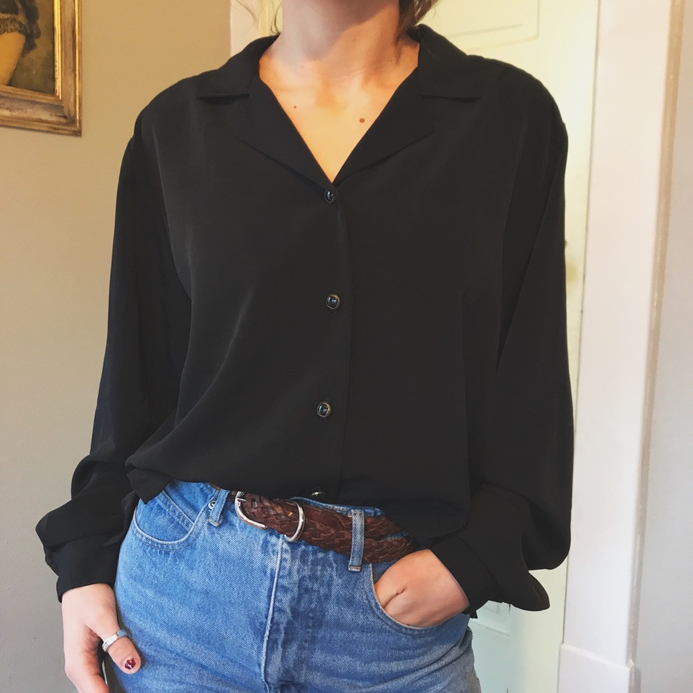 Vintage Oversized Button Down Blouse